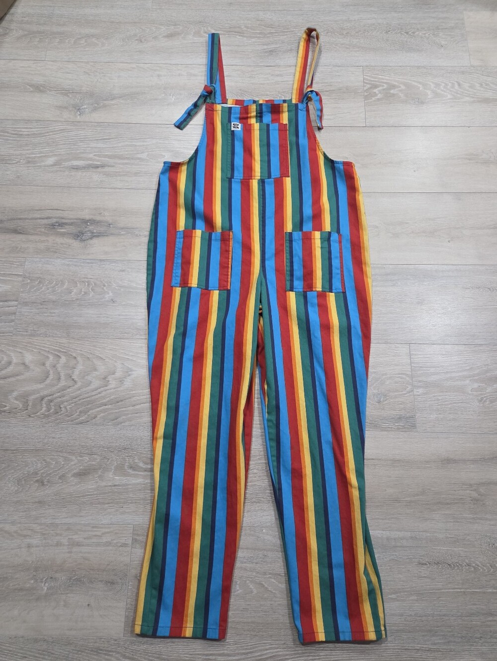Rainbow Stripe Overalls Lucy And Yak Size 12 Jumpsuit Colorful